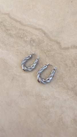 Gaia Dual Twisted Hoops - Silver