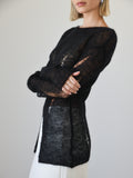 Joan Distressed Knit Top - Black