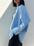 PERNILLE Oversized Shoulder Pad Shirt- Sky Blue