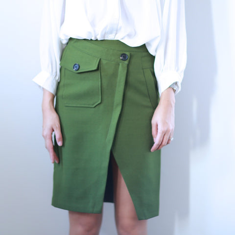Jane Khaki Green Midi Skirt - HELLO PARRY Australian Fashion Label 