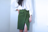 Jane Khaki Green Midi Skirt