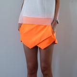 Minute Tailored Wrap Skort -Fluor Tangerine - HELLO PARRY Australian Fashion Label 