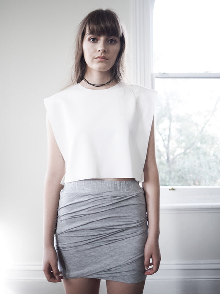 Grey ruched jersey best sale skirt