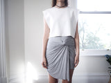 Avery Knot Detail Jersey Skirt - Grey - HELLO PARRY Australian Fashion Label