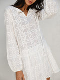 BENNA EMBROIDERED BABYDOLL DRESS -WHITE