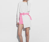 Candice Neoprene Asymmetrical Skirt - Color Block - HELLO PARRY Australian Fashion Label 