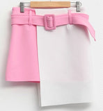 Candice Neoprene Asymmetrical Skirt - Color Block - HELLO PARRY Australian Fashion Label 