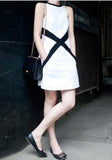 Cross Canvas Monochrome Dress -White