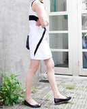 Cross Canvas Monochrome Dress -White
