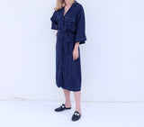 ELINE DUSTY COAT/DRESS w/Contrast Stitch - Navy