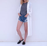 ELINE DUSTY COAT/DRESS w/Contrast Stitch - White