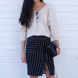 Tess Pinstripe Skirt - HELLO PARRY Australian Fashion Label 