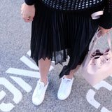 Daniela Knife Pleat Black Double Skirt - HELLO PARRY Australian Fashion Label 