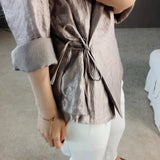 Abigail Silky Tie Front Jacket - Lavender - HELLO PARRY Australian Fashion Label 