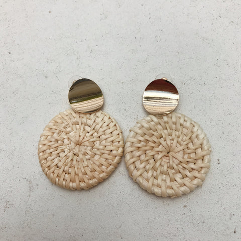 Sancia Woven/Gold Cricle Earrings