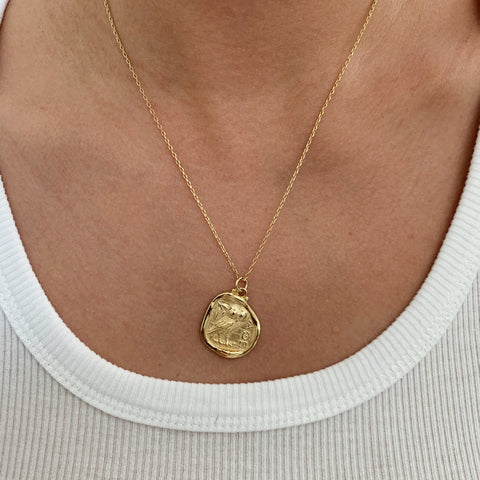 Owl Gold Coin Necklace