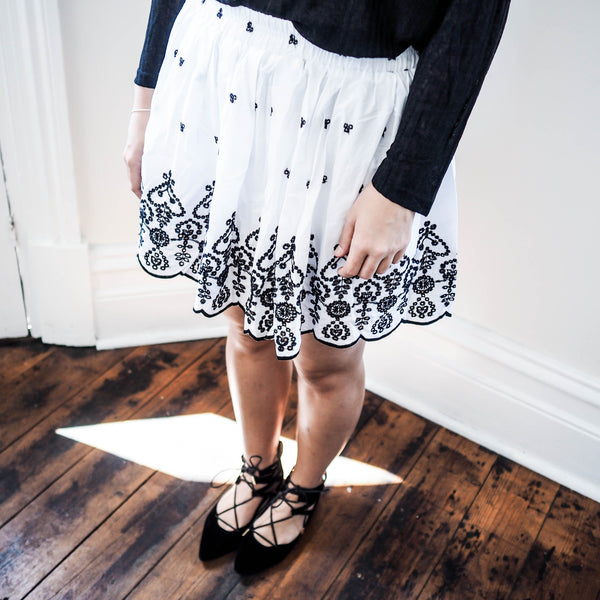 Aida Floral Embroidered Skirt - HELLO PARRY Australian Fashion Label