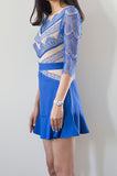 Whitney Lace Mesh Dress- Cobalt Blue