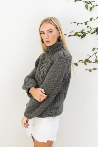 RAYNE HIGH NECK CABLE JUMPER- SMOKE