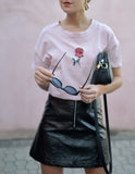 ROSE PRINT DISTRESSED T-SHIRT
