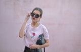 ROSE PRINT DISTRESSED T-SHIRT