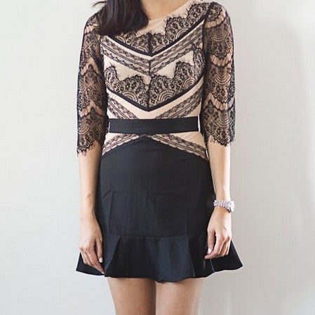 Whitney Lace Mesh Dress- Black - HELLO PARRY Australian Fashion Label 