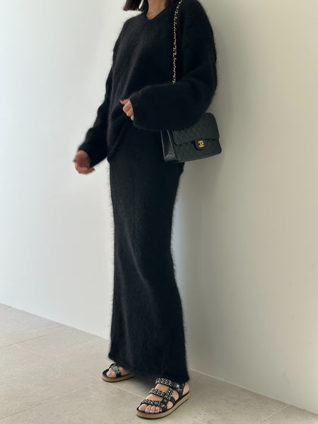 Mega Mohair Maxi Skirt - Black