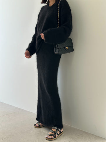 Mega Mohair Maxi Skirt - Black