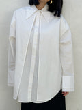 PERNILLE Oversized Shoulder Pad Shirt- White