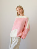 AMBRA MERINO WOOL KNIT - CREAM/PINK