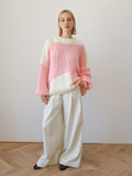 AMBRA MERINO WOOL KNIT - CREAM/PINK