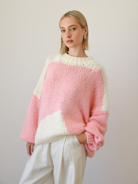 AMBRA MERINO WOOL KNIT - CREAM/PINK