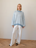DESIREE OVERSIZE MERINO WOOL JUMPER - CONTRAST SKYBLUE