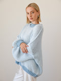 DESIREE OVERSIZE MERINO WOOL JUMPER - CONTRAST SKYBLUE