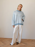 DESIREE OVERSIZE MERINO WOOL JUMPER - CONTRAST SKYBLUE