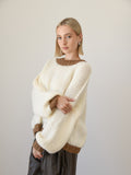 DESIREE OVERSIZE MERINO WOOL JUMPER - CREAM/COFFEE