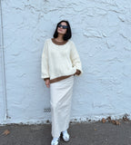 DESIREE OVERSIZE MERINO WOOL JUMPER - CREAM/COFFEE