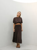 EBONY TOP & SKIRT TWO PIECE SET - COCOA