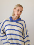 EMELINA MERINO WOOL STRIPE JUMPER - BLUE