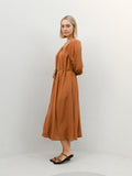 Viv Button Dress - Cinnamon