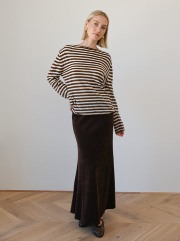 Hannah Maxi Corduroy Skirt - Cocoa