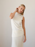 Lucy High Neck Sleeveless Knit - Cream