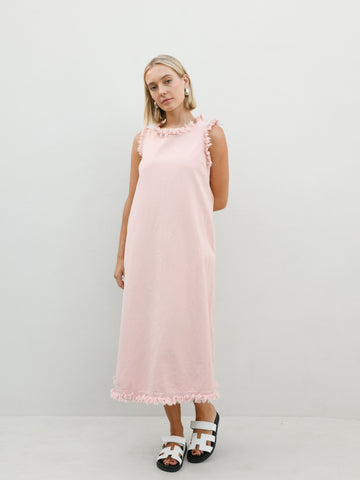 Masion Frayed Edge Dress - Pink