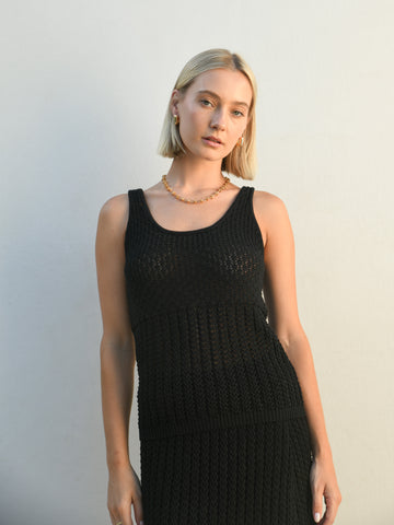 Mia Crochet Tank Top - Black