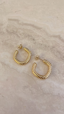 Nova Twist Square Hoops - Gold