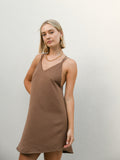 Rumi Cross Back Silky Slip Dress - Coffee
