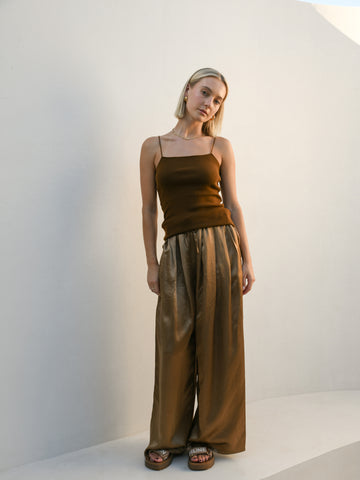 Ramona Wide Leg Pants - Bronze