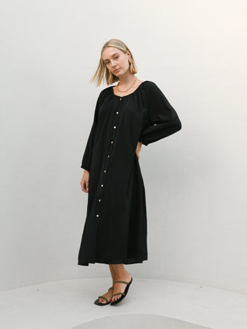 Viv Button Dress - Black