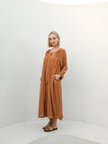 Viv Button Dress - Cinnamon