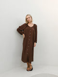 Viv Button Dress - Cocoa